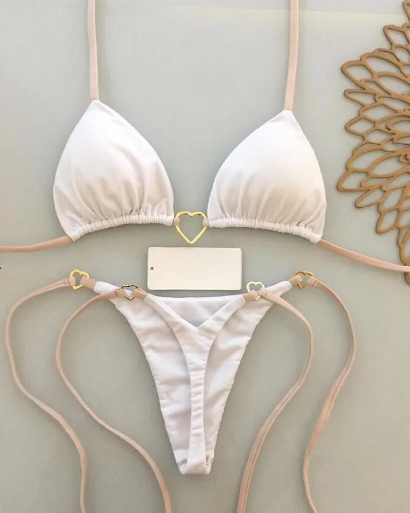 RUOTONSEPT Sexy Halter Einfarbig Bikini Set frauen Badeanzug Zwei-stück Dreieck Tanga Bademode Badeanzug Brasilianische Biquinis