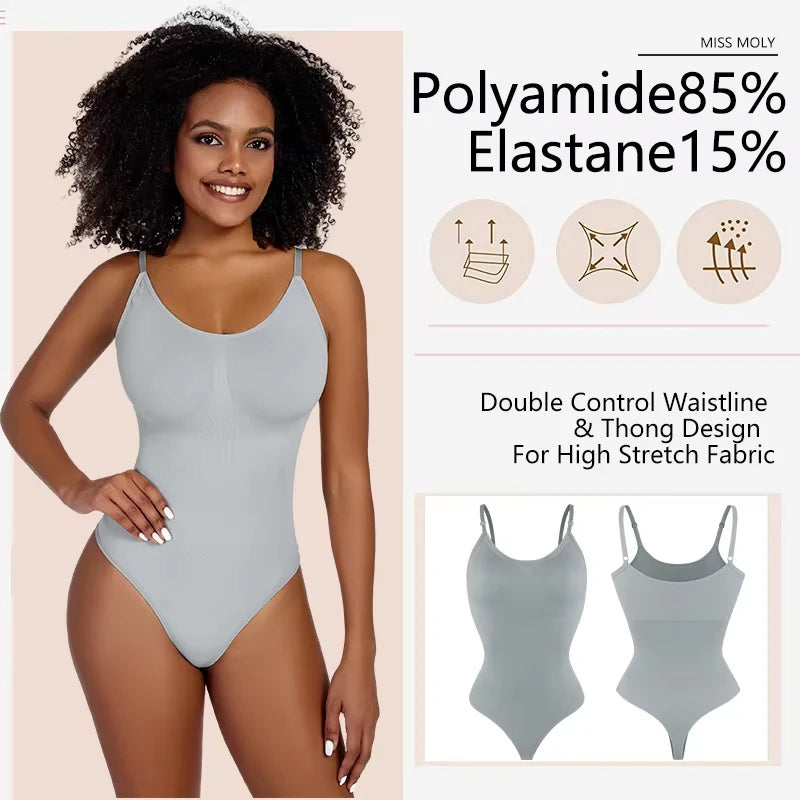 Glättender Shapewear-Bodysuit für Damen, Faja, Ganzkörper-Shaper-Tanga, weiche, körperformende, modellierende Unterwäsche zur Bruststraffung