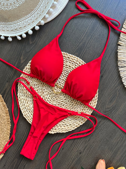 RUOTONSEPT Sexy Halter Einfarbig Bikini Set frauen Badeanzug Zwei-stück Dreieck Tanga Bademode Badeanzug Brasilianische Biquinis