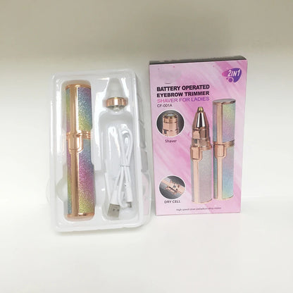 Tragbarer elektrischer 2-in-1-Epilierer, Augenbrauentrimmer für Frauen, Körper- und Gesichtslippenhaarentferner, wiederaufladbarer Mini-Rasierer ohne Schmerzen